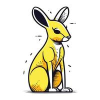 Illustration of a yellow kangaroo sitting on the ground. vector