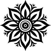 mandala - negro y blanco aislado icono - vector ilustración