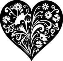 corazón - negro y blanco aislado icono - vector ilustración