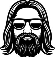 hippy - negro y blanco aislado icono - vector ilustración