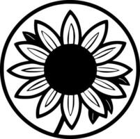 Sunflower - Black and White Isolated Icon - Vector illustration