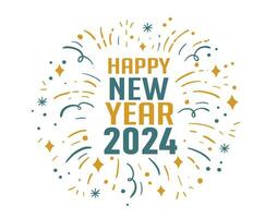 2024 Happy New Year Holiday Abstract Green And Yellow Design Vector Logo Symbol Illustration