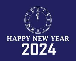 2024 Happy New Year Holiday Abstract White Design Vector Logo Symbol Illustration With Blue Background