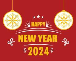 2024 Happy New Year Holiday Abstract Yellow And White Design Vector Logo Symbol Illustration With Red Background