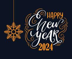 2024 Happy New Year Holiday Abstract Orange And White Design Vector Logo Symbol Illustration With Blue Background