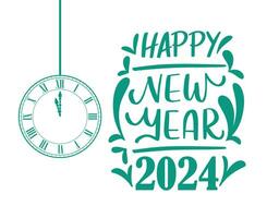 2024 Happy New Year Holiday Abstract Green Design Vector Logo Symbol Illustration