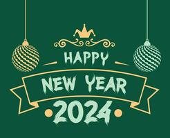 2024 contento nuevo año fiesta resumen brwon y verde diseño vector logo símbolo ilustración