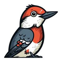 Cute cartoon woodpecker. Vector illustration isolated on white background.