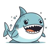 Cute cartoon shark. Vector illustration of a cute smiling shark.