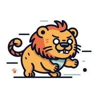 Cute Lion Running Vector Illustration. Isolated on White Background