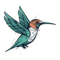 Hummingbird. Hand drawn vector illustration. Isolated on white background.