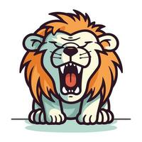león mascota. vector ilustración de un león mascota con abierto boca.