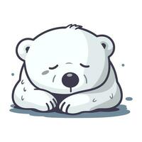 Polar bear sleeping. Cute cartoon character. Vector illustration.