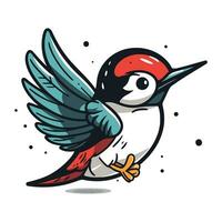 Cute cartoon woodpecker. Vector illustration isolated on white background.