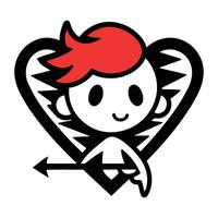 linda pequeño Cupido con arco y flecha. vector ilustración diseño