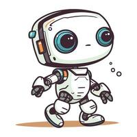 Cute little robot cartoon. Vector illustration isolated on white background.