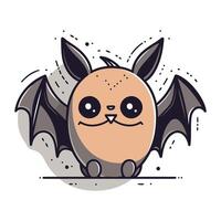 Cute cartoon bat. Vector illustration isolated on a white background.