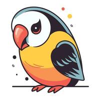 Vector illustration of cute parrot in flat style on white background.