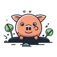 linda cerdito. vector ilustración de un cerdito para tu diseño