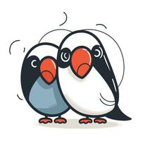 Cute penguin cartoon vector illustration isolated on white background. Funny cartoon penguin.