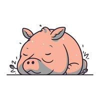 Cute pig sleeping. Vector illustration in doodle style.