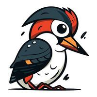 Cute cartoon woodpecker. Vector illustration isolated on white background.