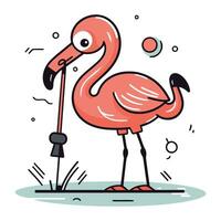 Flamingo. Vector illustration of a flamingo. Cartoon style.