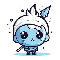 Cute boy with magic wand. Vector illustration. Cartoon character.