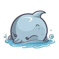 Cute cartoon whale. Vector illustration isolated on a white background.