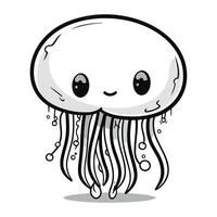 Cute Jellyfish Cartoon Mascot Character Vector Illustration.