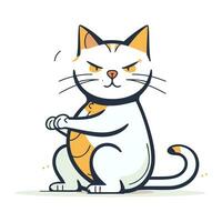 Cute cartoon cat. Vector illustration in doodle style.