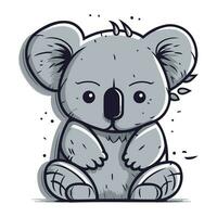 Cute cartoon koala sitting. Vector illustration on white background.