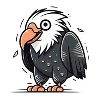 dibujos animados calvo águila. vector ilustración aislado en un blanco antecedentes.
