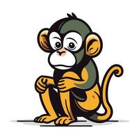 Cartoon funny monkey on white background. Vector illustration for your design