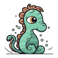 Cute cartoon seahorse. Vector illustration isolated on white background.
