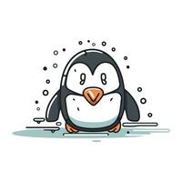 linda dibujos animados pingüino personaje. vector ilustración en blanco antecedentes.