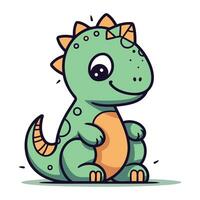 Cute cartoon dinosaur. Vector illustration. Isolated on white background.