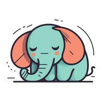 Cute elephant cartoon vector illustration. Cute baby elephant character.