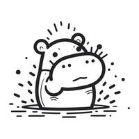 Cute hippopotamus. Vector illustration in doodle style.