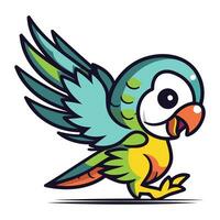 Cartoon parrot. Vector illustration isolated on a white background.