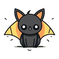 Cute kawaii bat. Vector illustration. Isolated on white background.