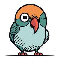 Cute cartoon parrot. Vector illustration isolated on white background.