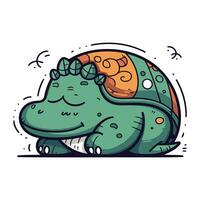 Cute cartoon dinosaur. Vector illustration of a cute cartoon dinosaur.