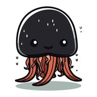 Cute jellyfish cartoon character vector illustration. Cute jellyfish mascot.