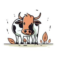 Cute cartoon cow. Farm animal. Vector illustration on white background.