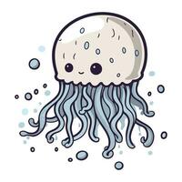 Illustration of a cute cartoon jellyfish on a white background. vector