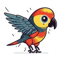 Cute parrot cartoon vector illustration. Colorful parrot clipart.