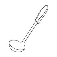 Hand drawn Kids drawing Cartoon Vector illustration stainless steel ladle Isolated in doodle style