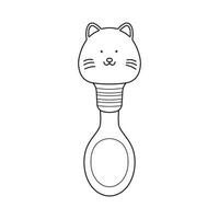 Hand drawn Kids drawing Cartoon Vector illustration kitten shaped baby spoon Isolated in doodle style