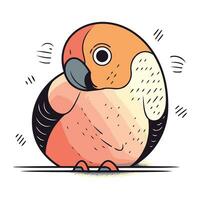 Cute parrot. Hand drawn vector illustration in cartoon style.